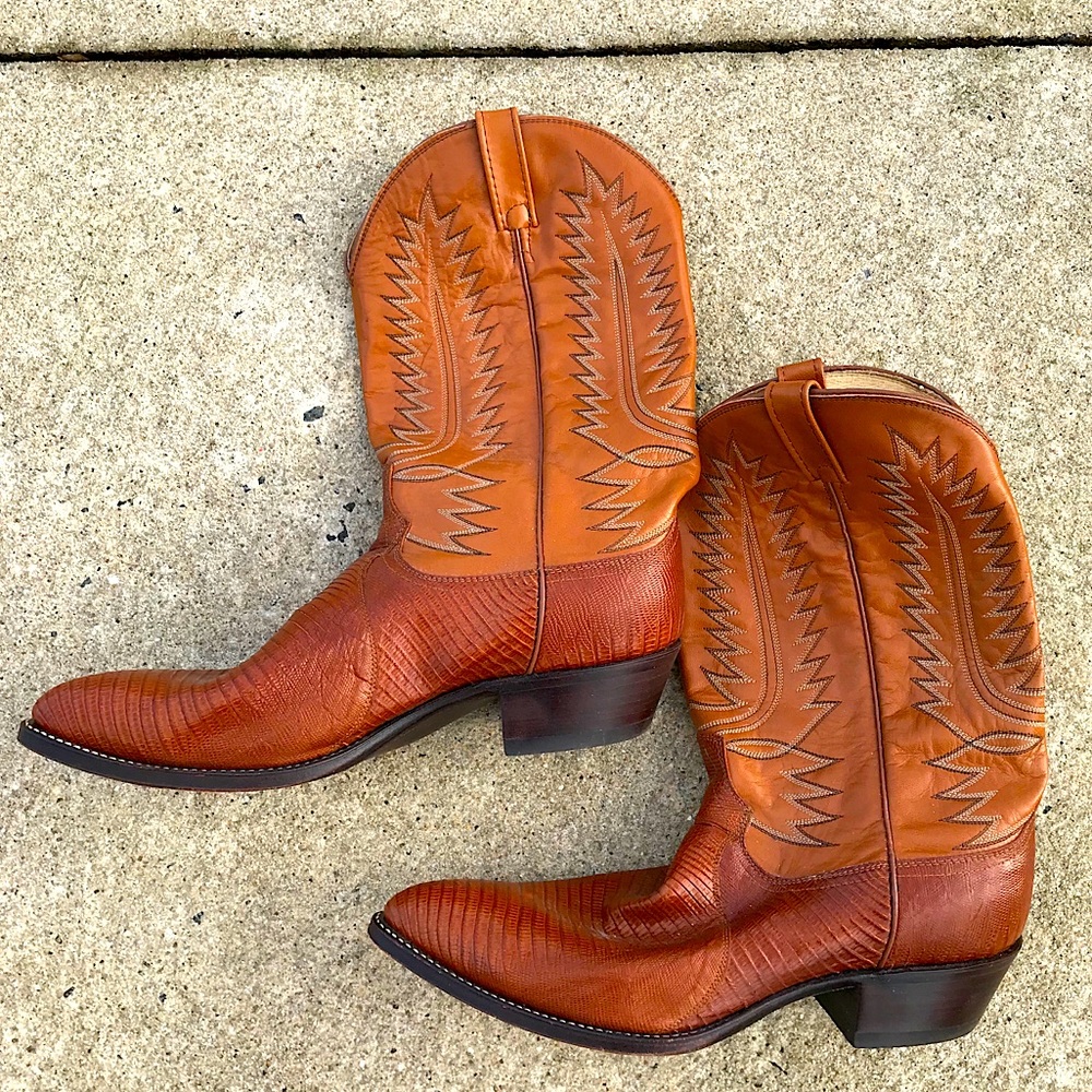 Dan Post Tan Lizard Cowboy Boots Size 13 D